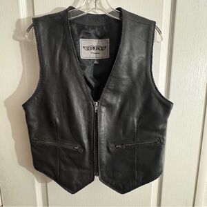 Unik Black Leather Biker Vest